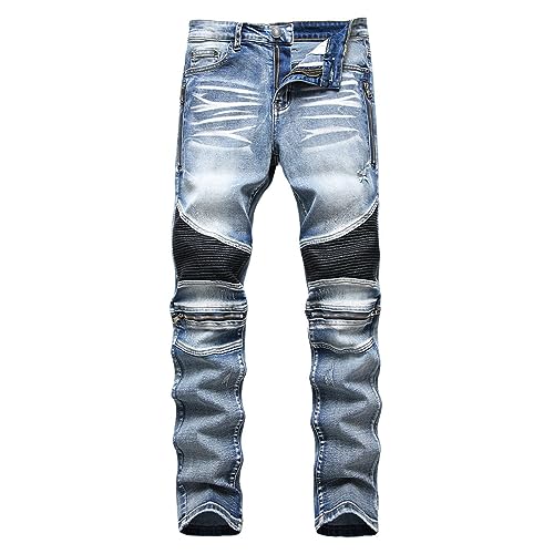 Men's Slim Fit Stretch Jeans Fashion Straight Leg Ripped Skinny Jeans Comfort Flex Waist Cargo Denim Pants3