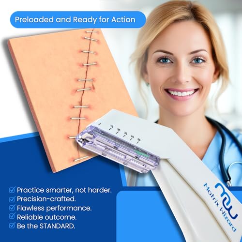 Image of Disposable Skin Stapler (Suture Thread Alternative) with 55 Preloaded Wires Plus Stapler Remover Tool