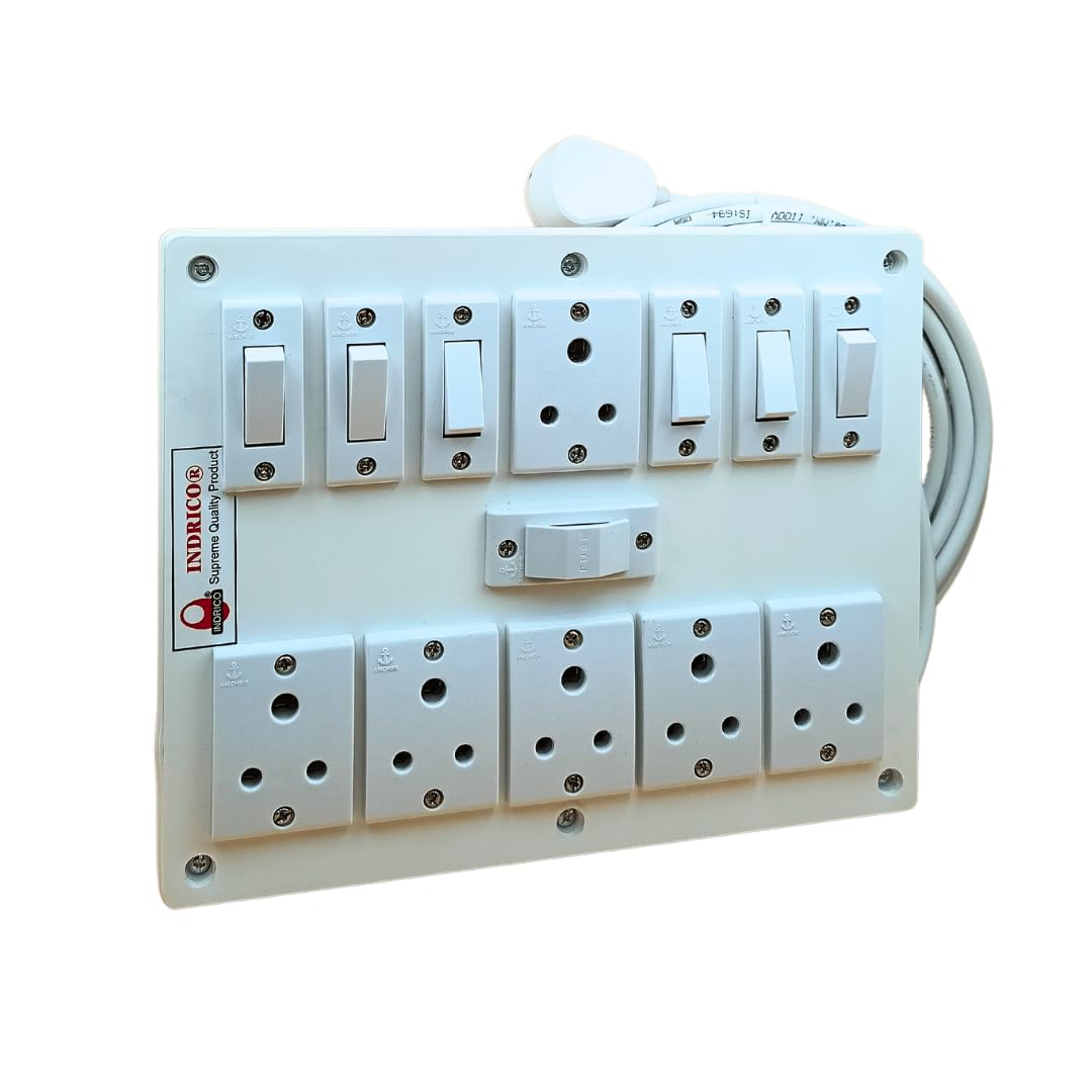 INDRICO® Extension Box 6 Sockets and 6 Switches, Fuse with Heavy Duty Cable White (5 Meter) — Amazon image 5