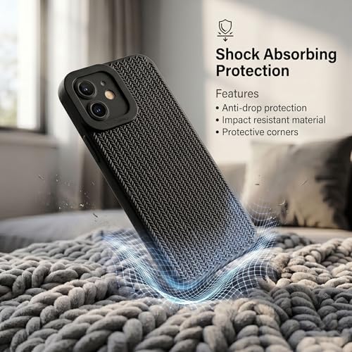 Image of amazon basics Luxury 3D Knitted Texture Soft Silicone Back Cover for iPhone 11 | Slim Fit Shockproof Case with Camera Protection & Non-Slip Grip - Black