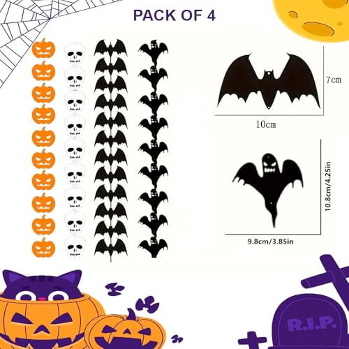 Image of Pop The Party Halloween Decoration Set - Pack of 4 Pumpkin, Skull & Bat Cutouts for Spooky Wall Decor, Haunted House & Halloween Party Decorations