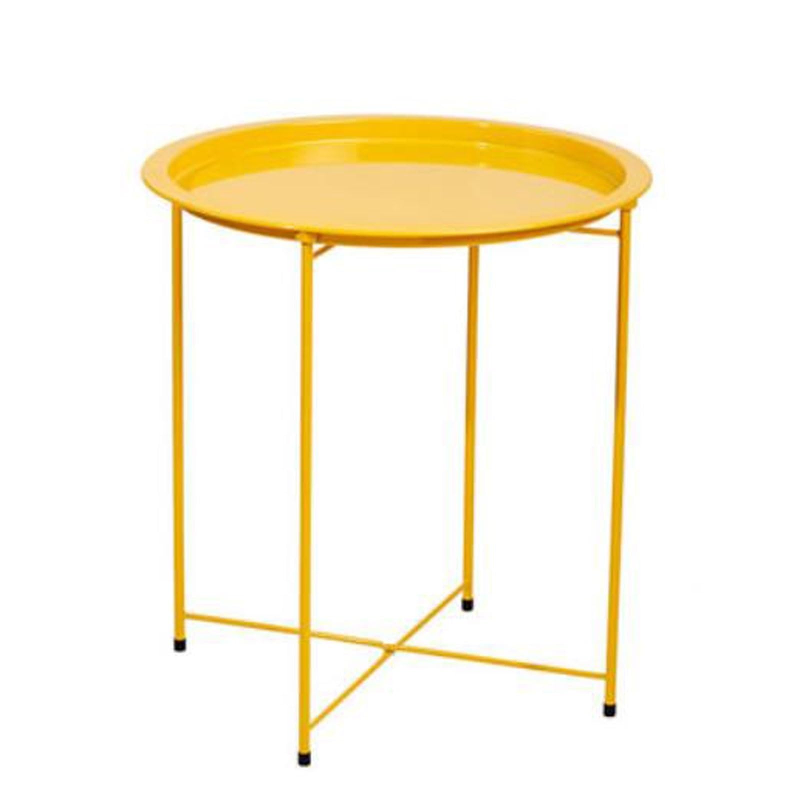 Sofa Folding Tray Metal Side Table, Round End Table Sofa Small Accent Foldable Table, Round End Table Tray, Next to Sofa Table, Snack Table for Living Room and Bed Room Sofas for Living Room(A)