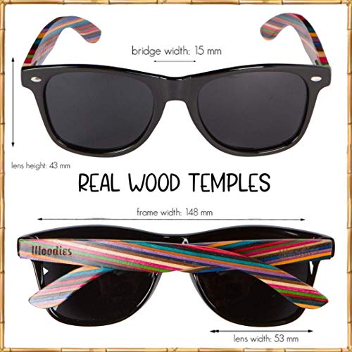 Woodies Polarized Rainbow Wood Sunglasses for Men and Women | Black Polarized Lenses and Real Wooden Frame | 100% UVA/UVB Ray Protection2