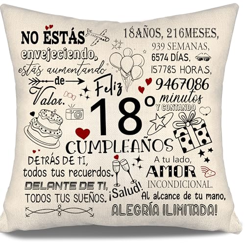 Não está envelhecendo está a aumentar de valor capa de almofada para aniversários, 18 anos, menina, filho, mãe, amigas, presente de 18 aniversários, 10-100 anos fronhas de almofada de aniversário (18