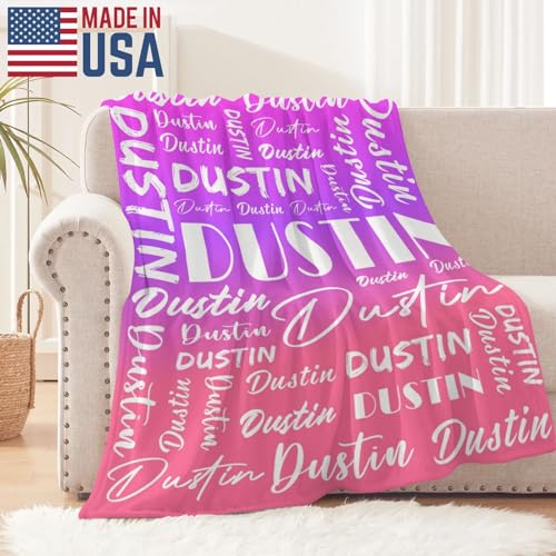 Name Blanket Personalized Name Blanket Customized Blanket with Name Text for Adult Kid Birthday Christmas Mothers Fathers Valentines Day Gift