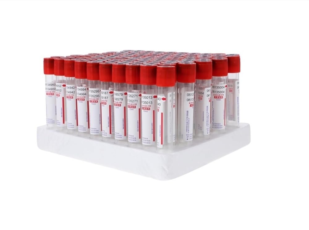 100 pezzi provetta per siero in vetro/PET provetta a pressione negativa provetta per test di laboratorio provetta centrifuga contenitore per campioni di sangue per laboratorio(10ml Glass)