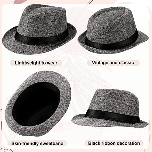 Image of 16 Pcs Bulk Fedora Hats for Men 1920s Short Brim Pork Pie Panama Hats for Beach Men Women Summer Accessories(Retro Colors)