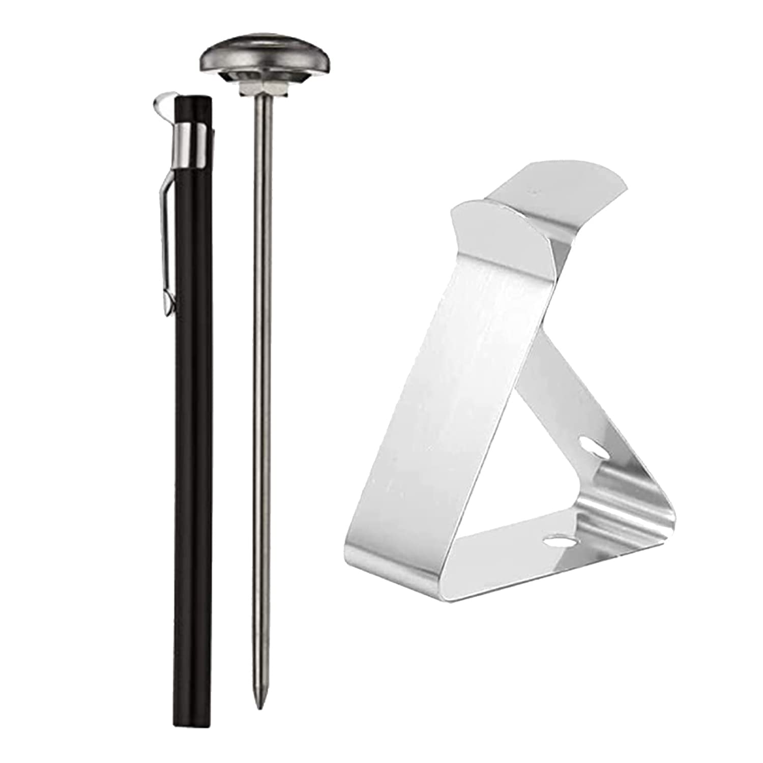 SYGA Pocket Thermometer with Probe Clip Ambient Holder Waterproof 5" Stem 1" Dial -10/110 Celsius Staiinless Steel Thermometer Probe Holder for Tempreature Reading, BBQ Grill- Black Silver, TH Style 2 (B09P3JM1PH) Amazon Price History, Amazon Price Tracker