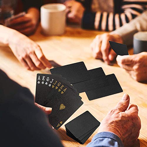 KAHEIGN Poker Spielkarten Kartenspiel, 24K Folie wasserdichte Pokerkarten Diamond Spielkarten Professionelles klassisches Zauber Trickwerkzeu für Kartenspieler Familienpartyspiel (Gold + Schwarz) – Bild 6