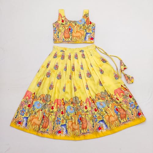 Image of E-Sqare Kids Girls Multicolour Bandhani Print Lehenga Choli Set | Ethnic Wear Dress | Readymade Clothing Set | 2 to 8 Years