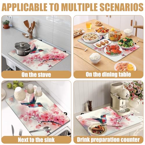 Image of HummingBird Cherry Blossom Stove Top Covers for Electric Stove, Spring Flower Electric Gas Stove Pad Heat Resistant Range Cooktop Protector for Home Decor Kitchen 28 inchx20 inch
