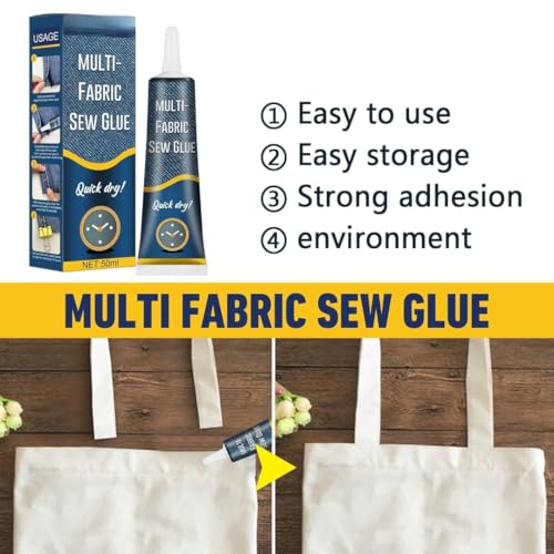 Image of Quick Dry Fabric Glue - Ultra-Stick No-Sew Liquid Adhesive for Clothes | Waterproof & Permanent Bond | Fast-Tack Repair for Denim, Cotton, Leather & More