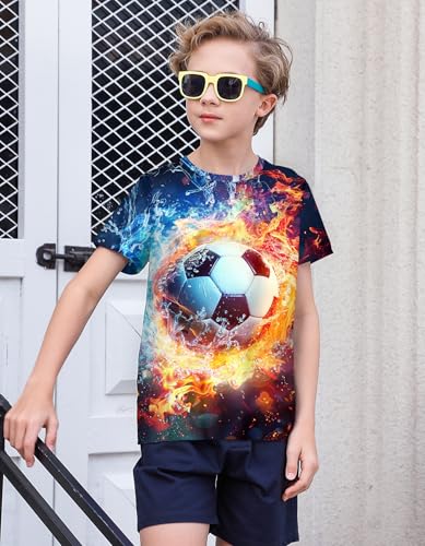 Image of 3D Graphic Short Sleeve Shirts Boys Girls Cool T-Shirt Unisex Novelty Tees for 7-12 Years Teens