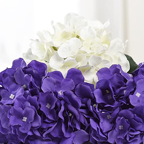 Lushidi 10Pcs Artificial Hydrangea Flowers, Fake Hydrangea Silk Flowers Heads With Stems For Wedding Home Party Shop Baby Shower Decoration-Dark Purple #TOP3