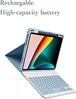 Vista 5 de Funda para teclado para iPad 9ª 8ª 7ª generación 10.2/ Air 3ª generación Pro 10.5, cubierta inteligente de folio inteligente con teclado Bluetooth