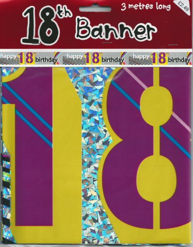 9FT FOIL PARTY BANNER OR CUT TO 3 X 3FT - 18TH BIRTHDAY