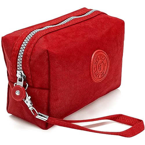 Estojo Escolar Feminino Masculino Grande Box Ziper Resistente Escolar Papelaria Fofa Quadrado Infantil Unissex Com Alça De Mão Organizador De Lápis Canetas Marcadores Lapiseiras Borrachas Apontadores (Vermelho)