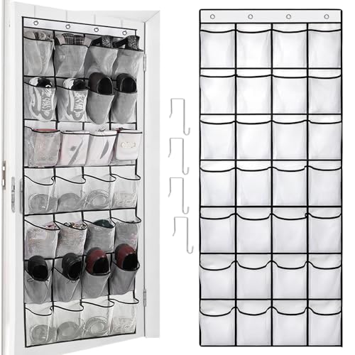 Porte Chaussures Suspendu,Rangement Chaussures Porte,28 Poches Rangement Chaussures Suspendu,Rangement Chaussure à Auspendre,Organiseur de Suspension Multifonction pour...