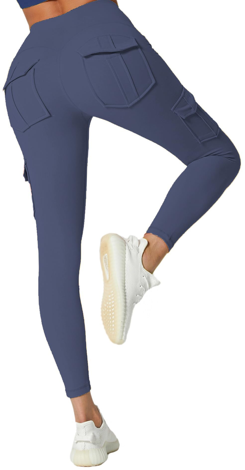 JEGGE High Waist Yoga Leggings with 4 Pockets,Tummy Control Workout Running 4 Way Stretch Cargo Pocket Leggings