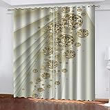 Cortinas Infantiles Niña Niño - Impresión Extensión Del Espacio De La Esfera Dorada 3D 200X214cm 2 Piezas Cortinas Dormitorio Habitacion Infantil Juvenil Termicas Aislantes Cortinas Ventanas Con Ojal