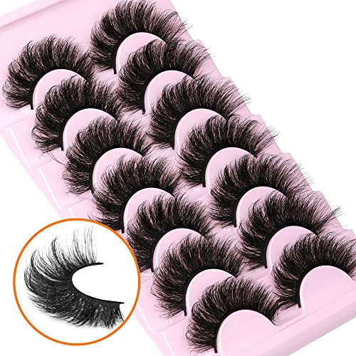 Fake Eyelashes Fluffy Volume Thick Lashes Faux Mink 20MM Long Dramatic False Eyelashes Full 5D Big Reusable Eye Lashes Pack 7 works by ALICROWN - Image 3