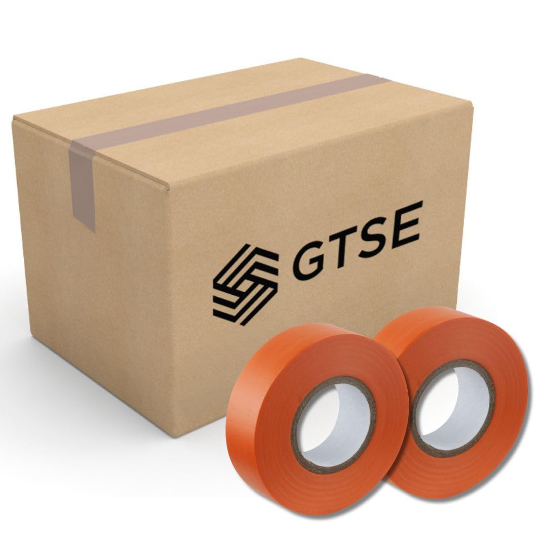 GTSE Orange Electrical Tape, 19mm x 20m, Bulk Box of 100 Rolls, Strong Self-Adhesive PVC Insulation Tape for Insulating, Repairing and Protecting Electrical Wires