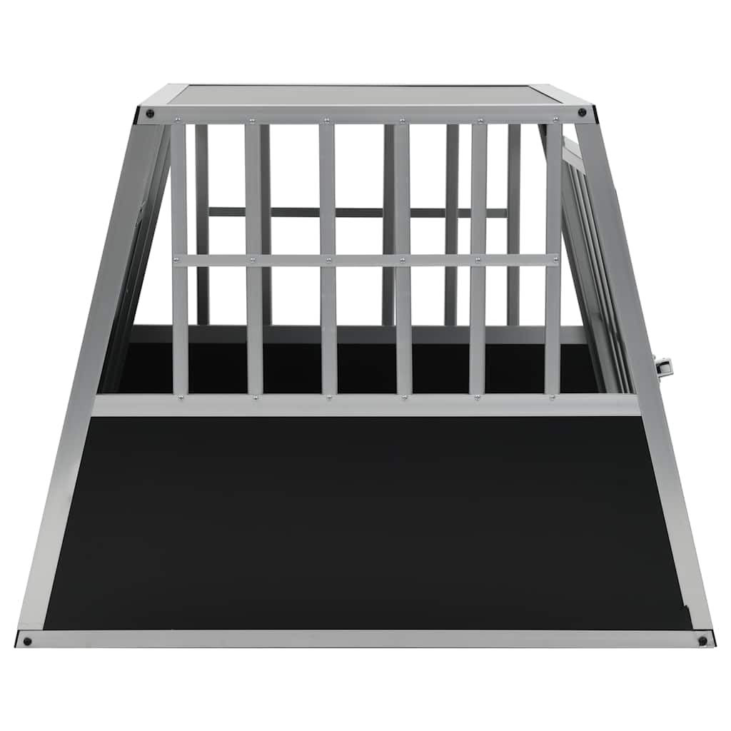 Hundetransportbox aus Aluminium und MDF mit Einzeltür 65 x 91 x 69,5 cm, wetterfester Hundehütte für Kofferraum, Schutz und Komfort für mittelgroße bis große Hunde im Auto