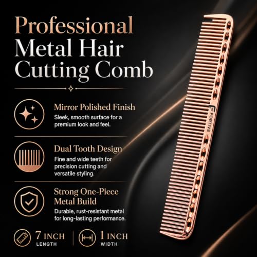 Image of Professional 7 Inch Alminium Metal Hair Cutting & Styling Comb -Bronze