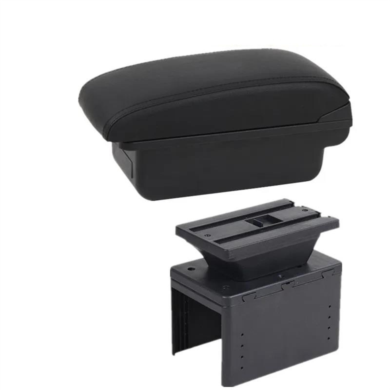NMJLQW Storage Rack PU Leather Car Center Console Box Seat Armrest Box Modification Parts For Grande For Punto(A1 black line No USB)