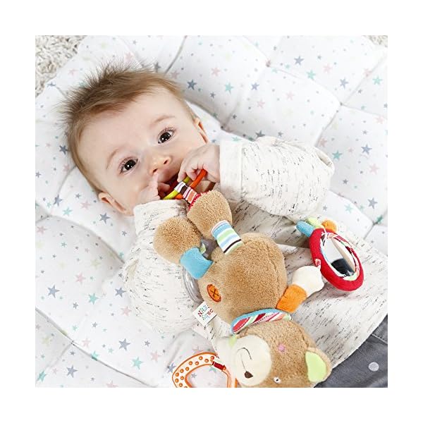 Fehn 091878 Activity-Spieltier Teddy – Motorikspielzeug zum Aufhängen mit Spiegel & Ringen zum Beißen, Greifen und… – Bild 3