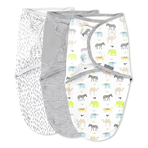 SwaddleMe by Ingenuity Original Swaddle - Size Small/Medium, 0-3 Months, 3-Pack (Lil Wild One)