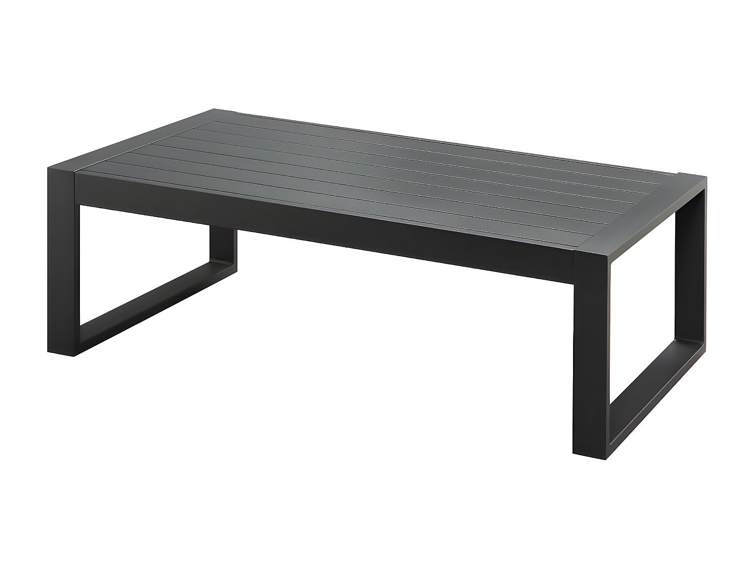 Vente-unique - Mesa de Centro para jardín Molokai - L 110cm x A 61.2cm x H 35.5cm - Aluminio - Gris Antracita
