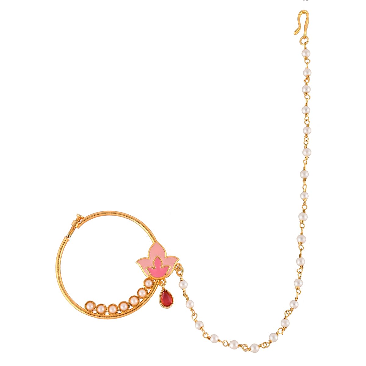Forever More Enameled Tulip Motif Non-Piercing Nose Ring-image-44