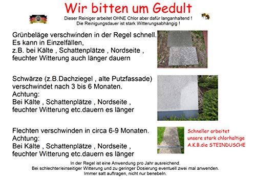 A.K.B. Steinreiniger und Fassadenreiniger S Konzentrat bis 3000m², 0425(5L Kanister) Steinreiniger,Dachreiniger, Grünbelagentferner (bedingt für Farbiges)