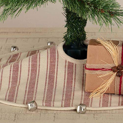 Sleigh-Bells-Ring-Ticking-Stripe-Mini-Tree-Skirt-21-Round-Farmhouse-Christmas-Red-Cream-wBells-Christmas-Country-Holiday-Decor Sleigh Bells Ring Ticking Stripe Mini Tree Skirt 21 Round Farmhouse Christmas Red Cream wBells Christmas Country Holiday Decor