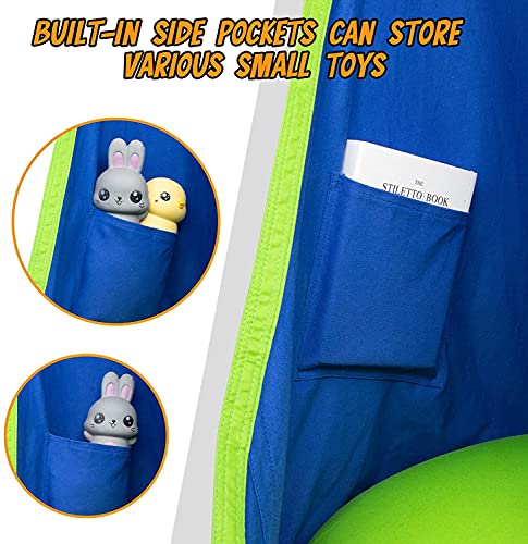 Y- STOP Kids Pod Swing Seat, Hanging Hammock Chair with Inflatable Pillow, Sensory Swing Chair with Pocket for Outdoor and Indoor, Max 176Lbs (Blue and Green) - Image 6