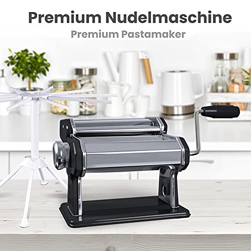 LOMOS manuelle Nudelmaschine „Roma“ aus Edelstahl inkl. Nudeltrockner in schwarz – Bild 3