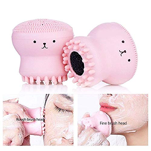whatUneed Gesichtsreiniger, Reinigungsbürste für das Gesicht von kleinen Kraken, Gesichtsschwamm aus Silikon, Reinigungswerkzeug für die Gesichtshaut (4 Stück)