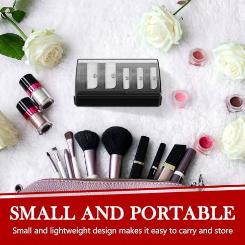 Image of Honoson 2 Pcs 5 Hole Cosmetic Long Point Manual Pencil Sharpener with Plastic Lid Makeup Eyeliner Pencil Sharpener(Black)