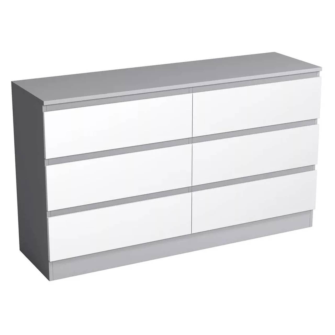 URBNLIVING 6 Drawer Chest of Drawers, Bedroom Storage Cabinet, Wooden Drawer Unit, Particle Board with Paper Veneer, Flat Pack Furniture (Grey Carcass + White Drawers) — image 1