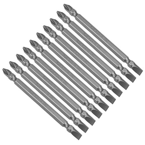uxcell 10 Pcs PH2/SL6 Magnetic Double Ended Screwdriver Bits, 1/4 Inch Hex Shank 3.94-inch Length S2 Power Tool