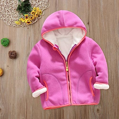 Toddler Girls Boys Spring Winter Long Sleeve Thick Solid Color Plush Zipper Hooded Coat Girls 10 to 12 Clothes Trendy2