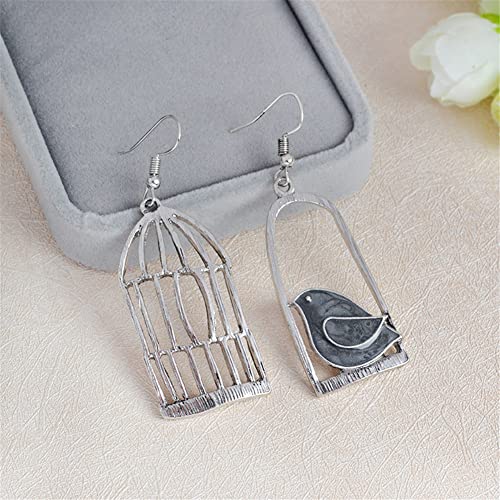 Unique Personalized Hollow Bronze Asymmetric Bird Cage Dangle Drop Earrings for Women Vintage Bohemian Hypoallergenic Jewelry3