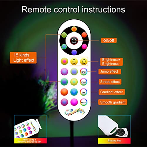Kakiwa Sunset Lamp，15 Colors Mode And 4 Dynamic Modes Sunset Projection Lamp, With Remote Control Usb Romantic Luminous Night Light For Photo Vlog Home Living Room Party #TOP4