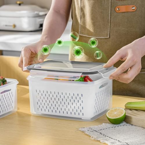 5-Pack Freshmage Large Fruit storage Containers w/ Removable Colander - image 7