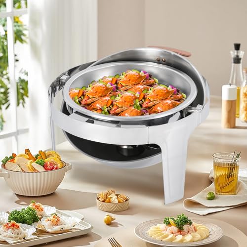 1,58-Gallonen-Hot-Pot-Set aus Edelstahl, Buffetwärmer, Chafing Dish, 180°-Klappdeckel, Alkoholkocher, geeignet für Familienfeiern und Bankette – Bild 6