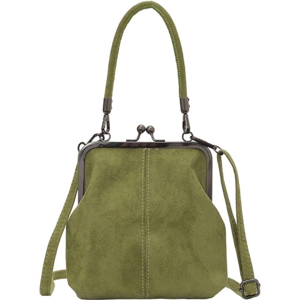 Sslvya Vintage Handbag for Women Crossbody Shoulder Bag Evening Clutch Satchel Purse with Kiss Lock Closure