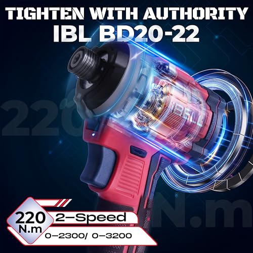 Image of IBELL IBL BD20-22 20V Brushless Cordless Impact Screwdriver | 220Nm High Torque | 3-Speed Control | 2 Mode Impact Driver | 1 /4 inch Hex Chuck | Professional Power Tool | 12 Months Warranty