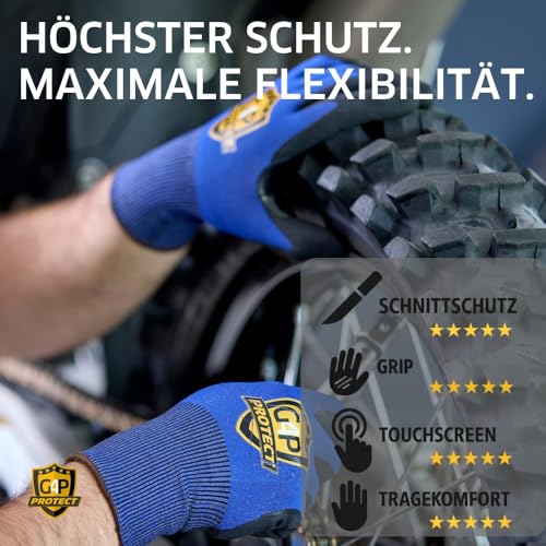 G4P Anti Cut Pro Schnittschutzhandschuhe - 2 Paar Arbeitshandschuhe, Schnittschutzklasse D mit Touchscreen-Funktion, Montagehandschuhe aus UHMWPE für Präzisionsarbeiten & Industrie, Gr. XL (Gr 10)