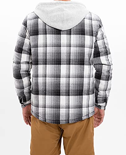 ZENTHACE Men's Quilted Lined Button Down Plaid Flannel Shirt Jacket with Hood4